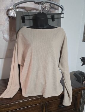 Wasabi + Mint Neutral Beige Knit Boatneck Sweater